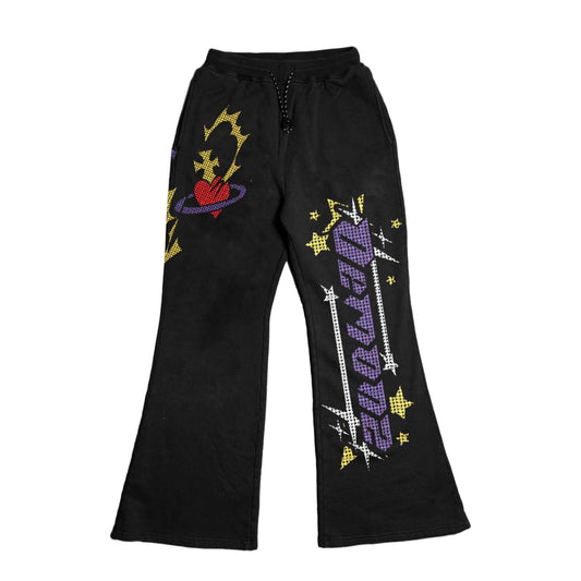 “Geng Takeover” Rhinestone Flared Sweats